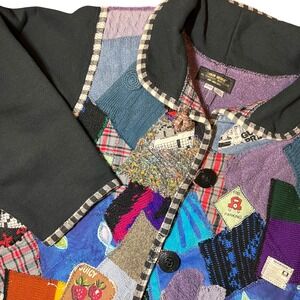 Handmade‎ Patchwork Collage Art To Wear Jacket Unique Colorful Womens Large EUC